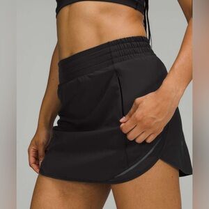Lululemon Hotty Hot High-Rise Skirt Size 10 Black Lined Reflective Workout Run